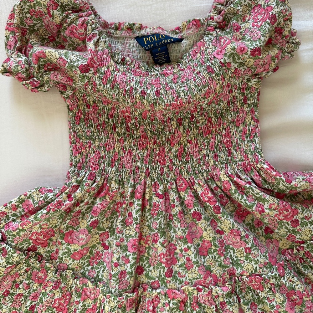 Polo by Ralph Lauren Floral Kids Dress - Pink and Green